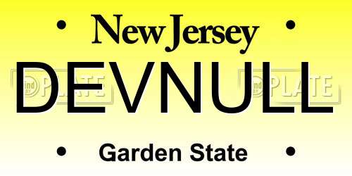 DEVNULL New Jersey License Plate