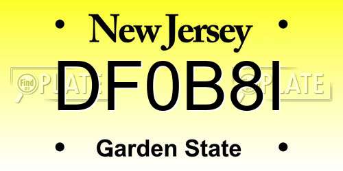 DF0B8I New Jersey License Plate