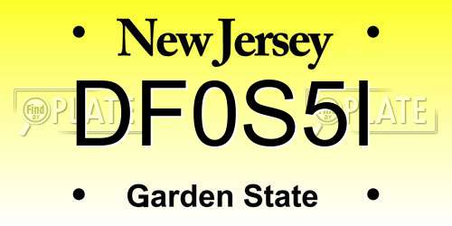 DF0S5I New Jersey License Plate