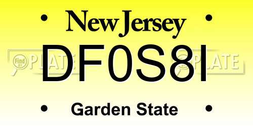 DF0S8I New Jersey License Plate