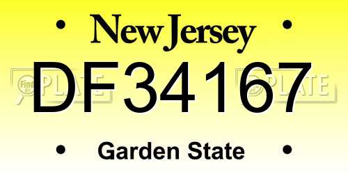 DF34167 New Jersey License Plate