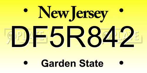 DF5R842 New Jersey License Plate