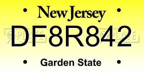 DF8R842 New Jersey License Plate