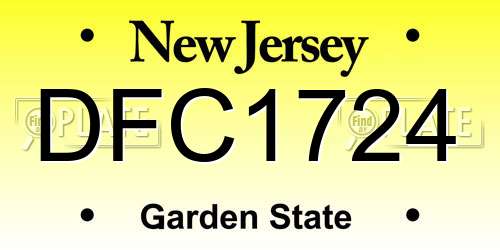 DFC1724 New Jersey License Plate