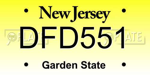 DFD551 New Jersey License Plate