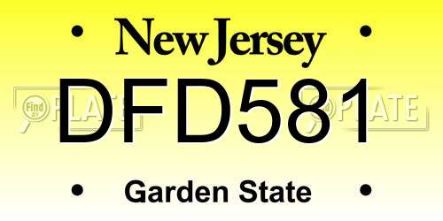 DFD581 New Jersey License Plate