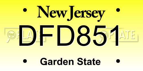 DFD851 New Jersey License Plate