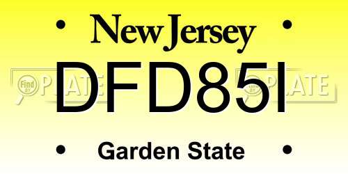 DFD85I New Jersey License Plate