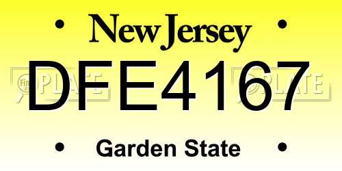 DFE4167 New Jersey License Plate