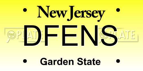 DFENS New Jersey License Plate