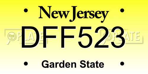 DFF523 New Jersey License Plate