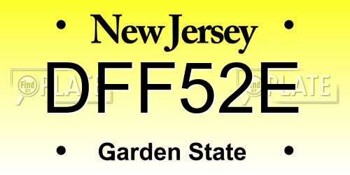 DFF52E New Jersey License Plate
