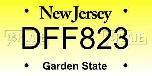 DFF823 New Jersey License Plate