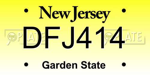 DFJ414 New Jersey License Plate
