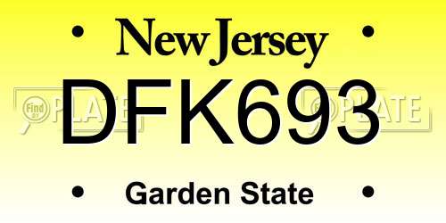 DFK693 New Jersey License Plate