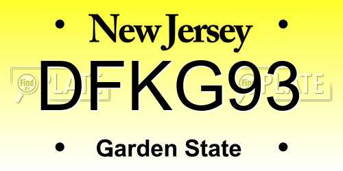DFKG93 New Jersey License Plate
