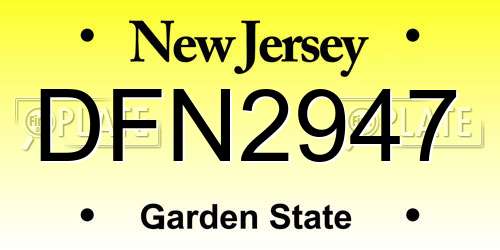 DFN2947 New Jersey License Plate
