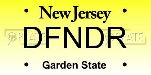 DFNDR New Jersey License Plate