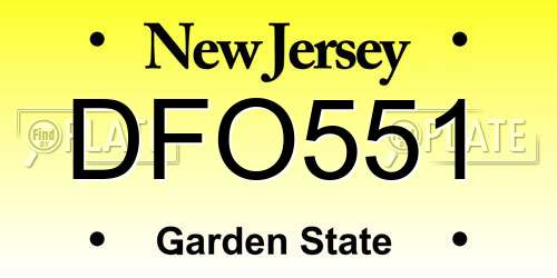 DFO551 New Jersey License Plate