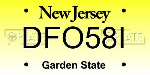 DFO58I New Jersey License Plate