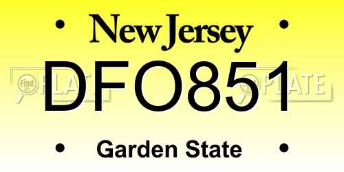 DFO851 New Jersey License Plate