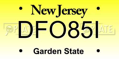 DFO85I New Jersey License Plate