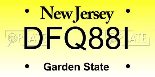 DFQ88I New Jersey License Plate