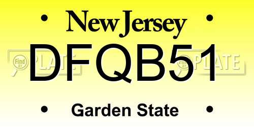 DFQB51 New Jersey License Plate