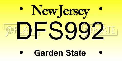 DFS992 New Jersey License Plate
