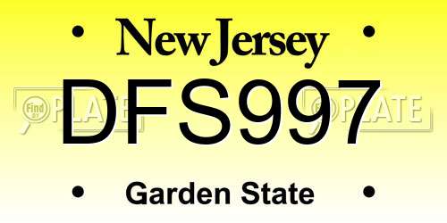 DFS997 New Jersey License Plate