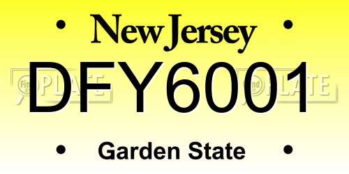 DFY6001 New Jersey License Plate
