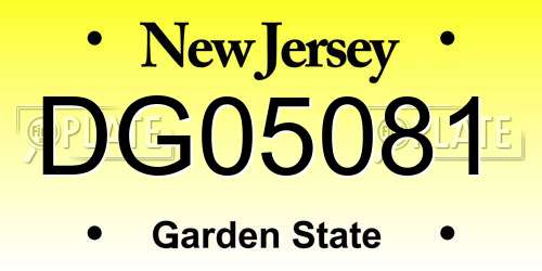 DG05081 New Jersey License Plate
