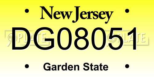 DG08051 New Jersey License Plate