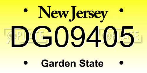 DG09405 New Jersey License Plate