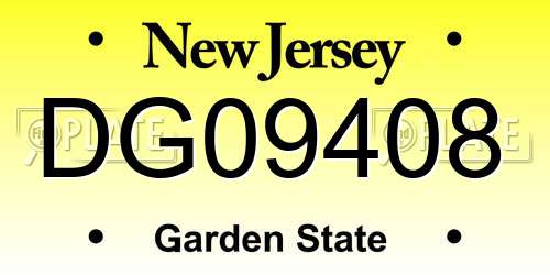 DG09408 New Jersey License Plate