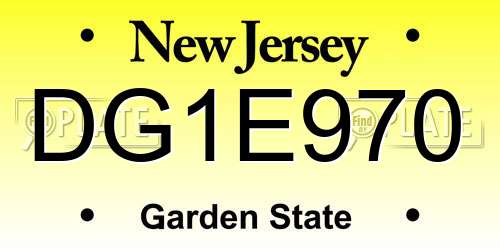 DG1E970 New Jersey License Plate