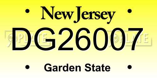 DG26007 New Jersey License Plate