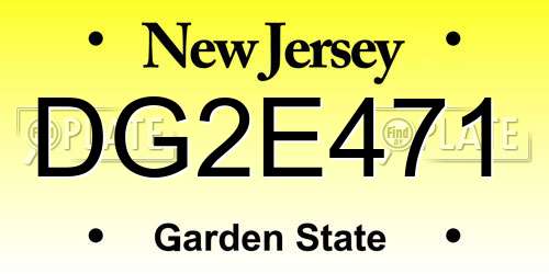 DG2E471 New Jersey License Plate