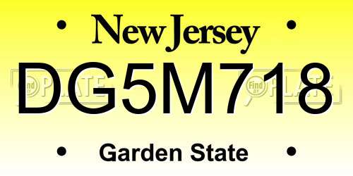 DG5M718 New Jersey License Plate