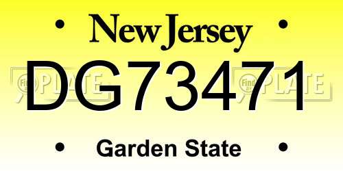 DG73471 New Jersey License Plate
