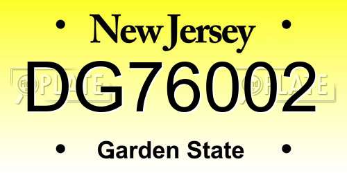 DG76002 New Jersey License Plate
