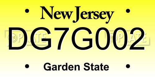 DG7G002 New Jersey License Plate