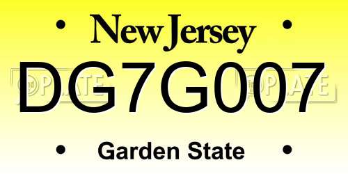 DG7G007 New Jersey License Plate