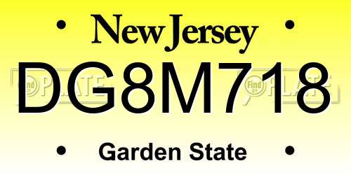 DG8M718 New Jersey License Plate