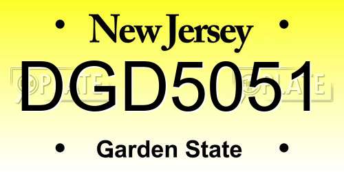 DGD5051 New Jersey License Plate
