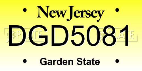 DGD5081 New Jersey License Plate