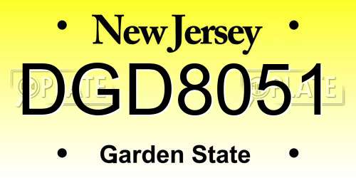 DGD8051 New Jersey License Plate
