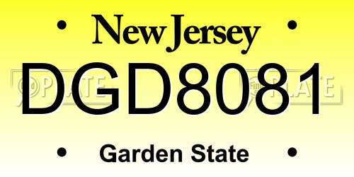 DGD8081 New Jersey License Plate