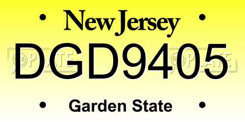 DGD9405 New Jersey License Plate