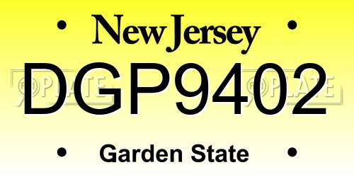 DGP9402 New Jersey License Plate